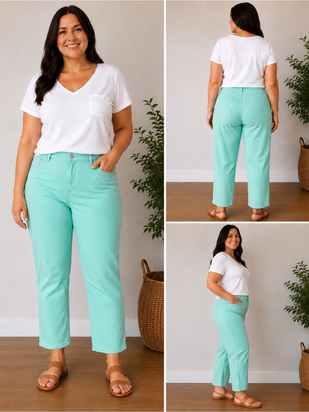 Crown & Ivy Size 16 Mint Green Straight Leg Ankle Pants New Without Tags Casual